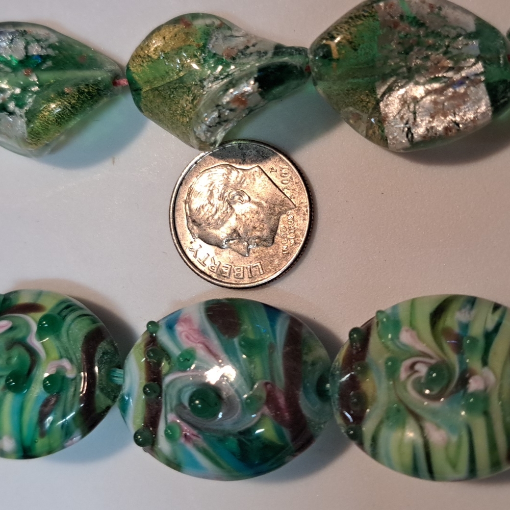 Vintage handmade hand painted glass beads for jewelry making